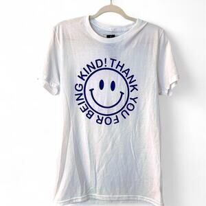 OVERSIZED SMALL SMILEY GRAPHIC TEE PHLUID THANK YOU FOR BEING KIND POSITIVE